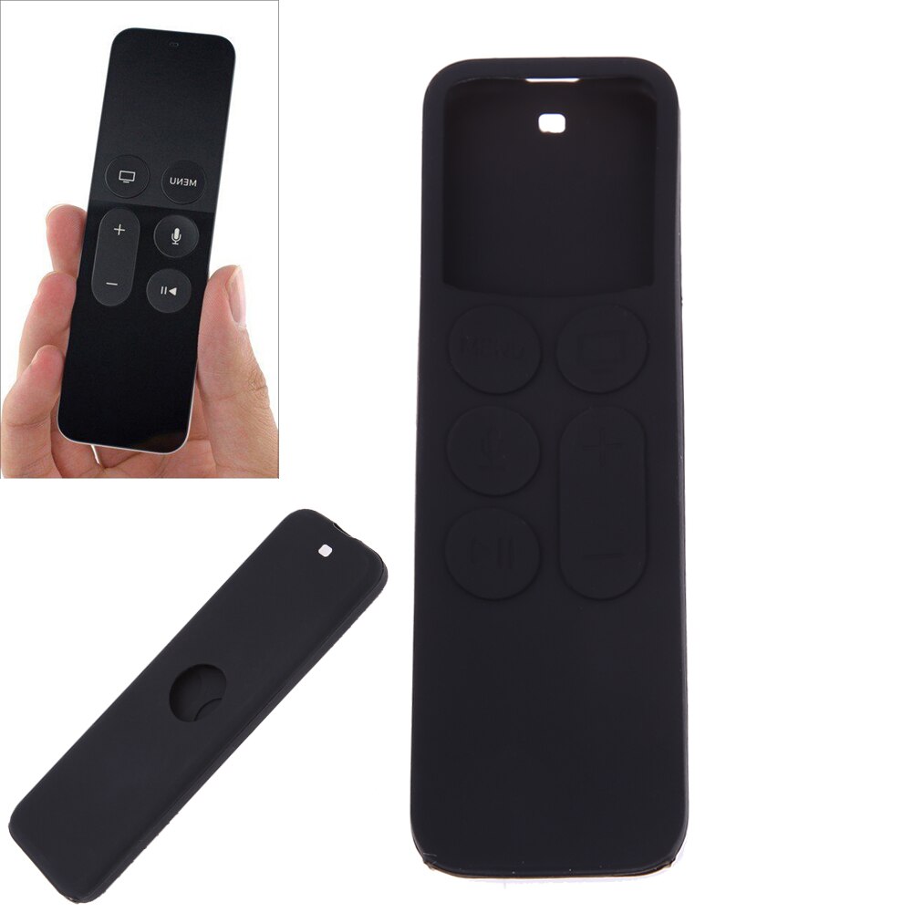 Beschermhoes Cover Apple Tv Siliconen Stofdicht Cover Voor Apple Tv 4 Afstandsbediening Thuis Opslag Afstandsbediening Houder: Black
