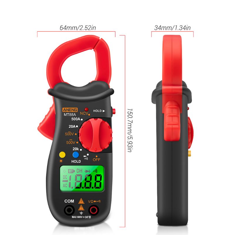 1999 Digital Multimeter Clamp Meter 500A Current Voltage NCV Test with backlight