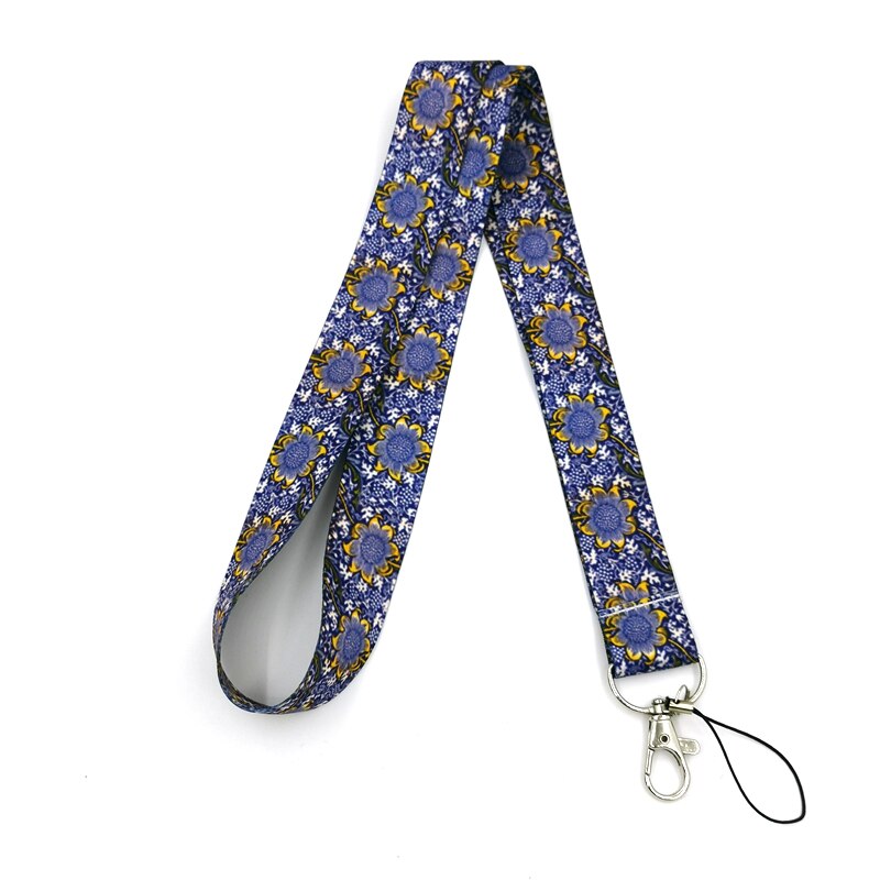 Purple Flower Keychain Neck Strap Lanyards for Keys ID Badge Holder Hang Rope Keyring Webbing Ribbon Mobile Phone Accessories: Default Title