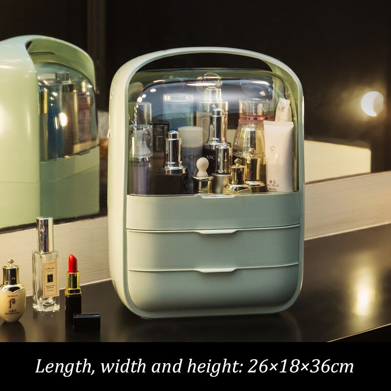 Mode Acryl Cosmetische Box Transparante Make-Up Sieraden Lade Home Storage Boxs Multifunctionele Reizen Cosmetische Organizer: B-M-Green