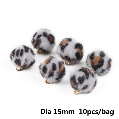 Colorful 15mm Diameter Leopard Pattern Hair Ball Pendant Leopard Print Button Fur Covered Beads Color Cloth Ball: 01 10pcs