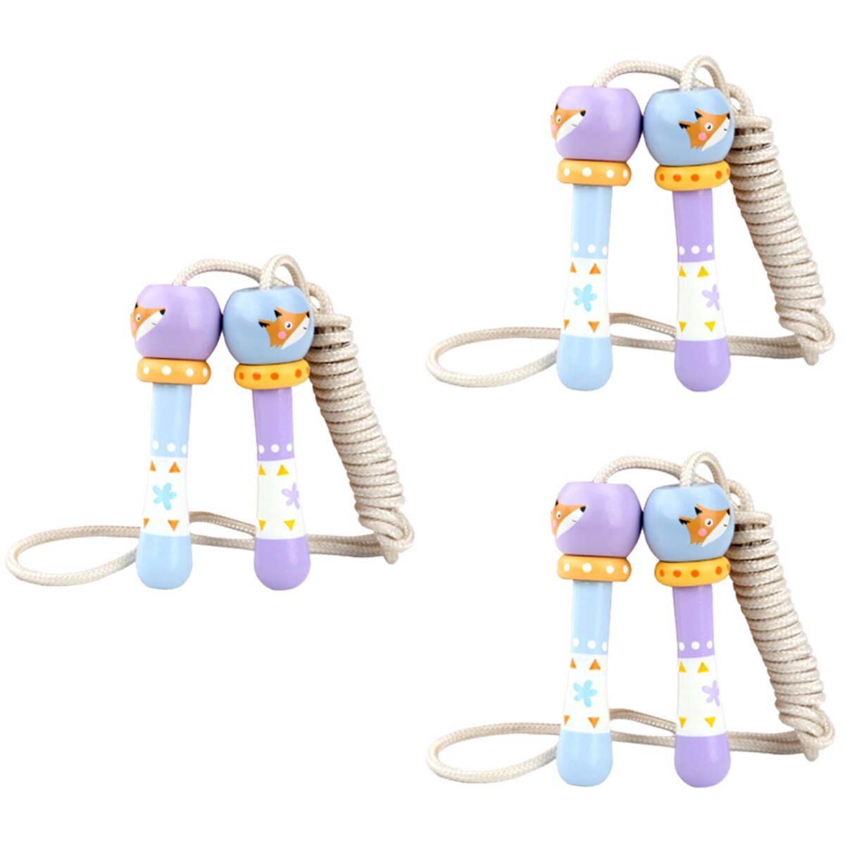 Corde à sauter dessin animé, 3 pièces, équipement d&#39;exercice pour écoliers à domicile, pour enfants (motif renard)