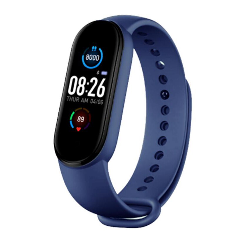M5 Smart Horloge Mannen Vrouwen Hartslagmeter Bloeddruk Fitness Tracker Smartwatch Band 5 Sport Horloge Voor Ios Android: Blauw