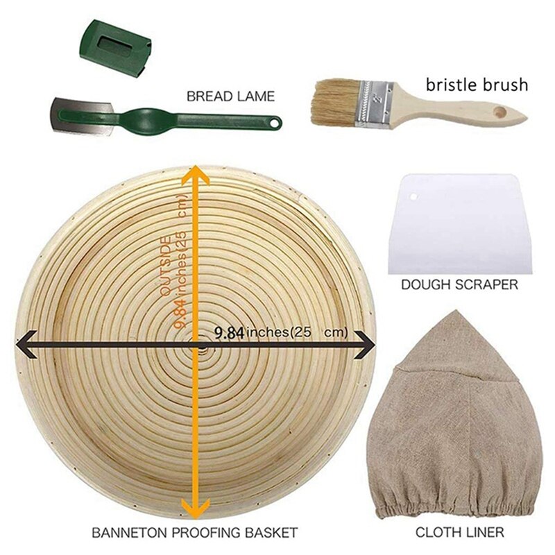 1 Set Banneton Proofing Basket Proofing Basket & 1 Set Rotating Cake Carousel Cake Stand Baking Supplies