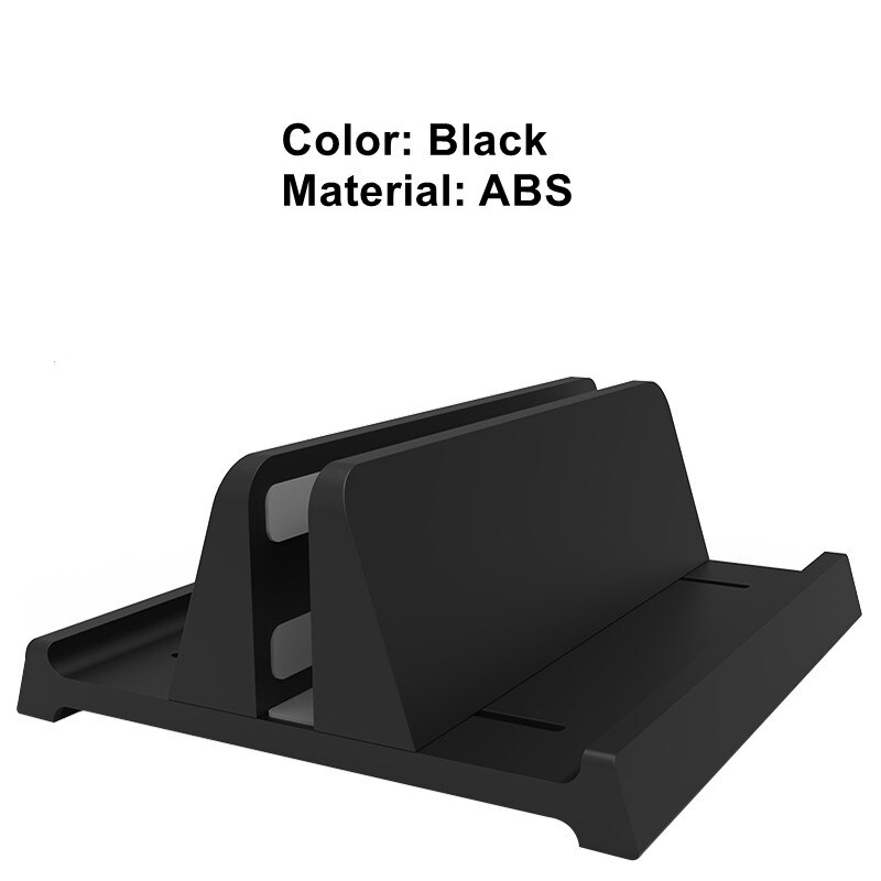 Vertical Laptop Stand Holder Adjustable Desktop Notebook Dock 3 in 1 Space-Saving Stand for MacBook Pro Air, Laptop Accessories: ABS -Black