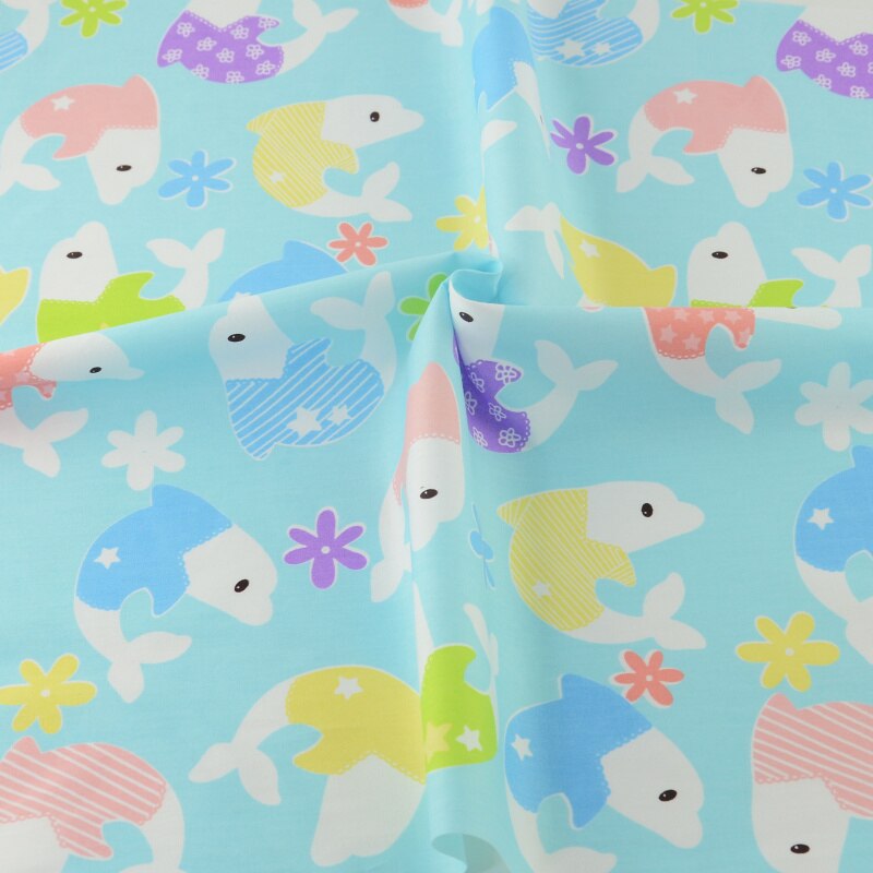 Delfín azul de Tela de Algodón ropa de Cama Patchwork Artesanía Teramila Coser Tecido Paño Tejido Decoración Acolchar Telas Textiles Para El Hogar