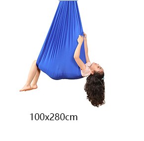 Kids adult Cotton Outdoor Indoor Swing Hammock for Cuddle Up To Sensory Child Therapy Soft Elastic Parcel Steady Seat Swing: blue 100