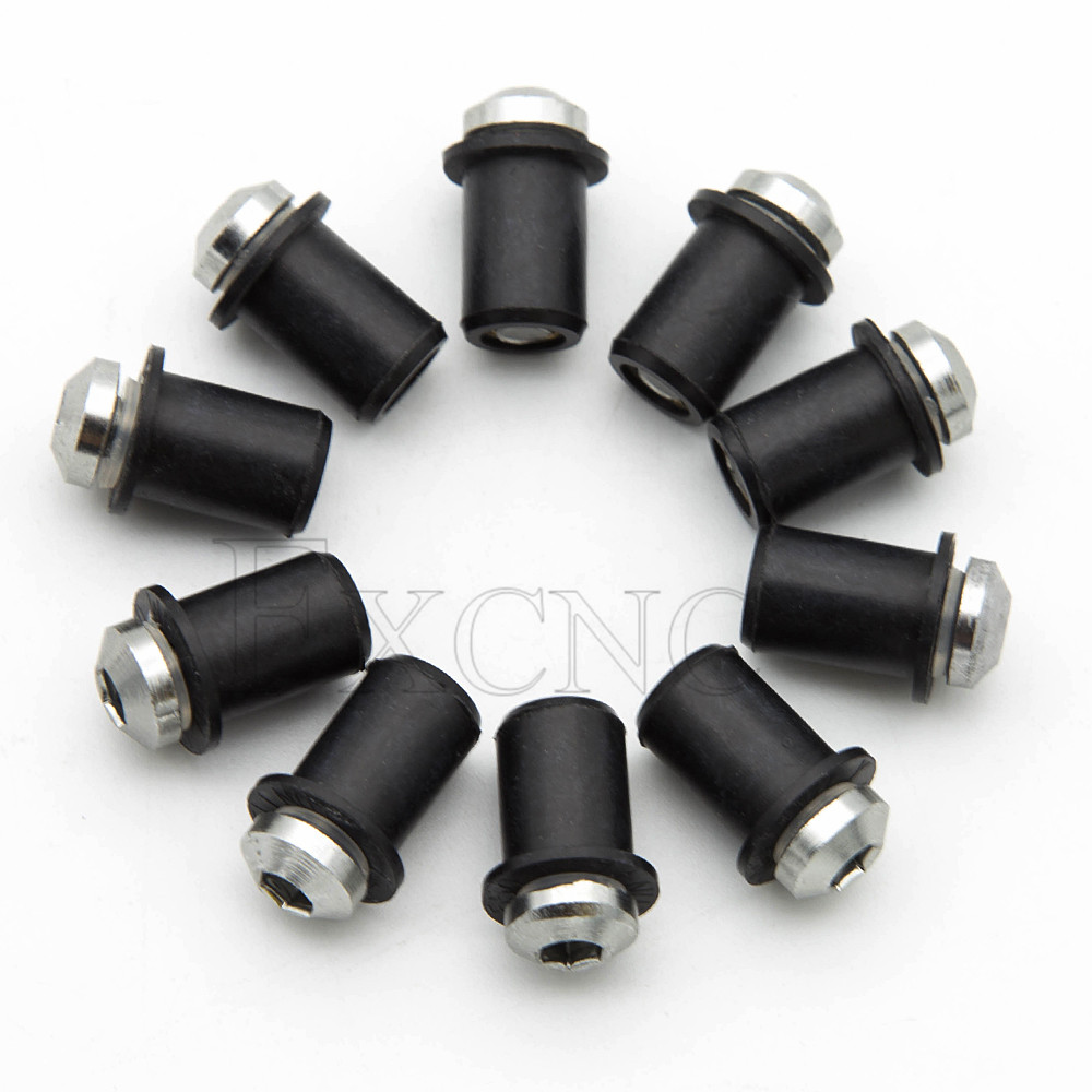 10 Uds. Tuercas universales de goma para motocicleta de 5mm/0,20 pulgadas, carenado de parabrisas, tornillos de aluminio anodizado para Moto