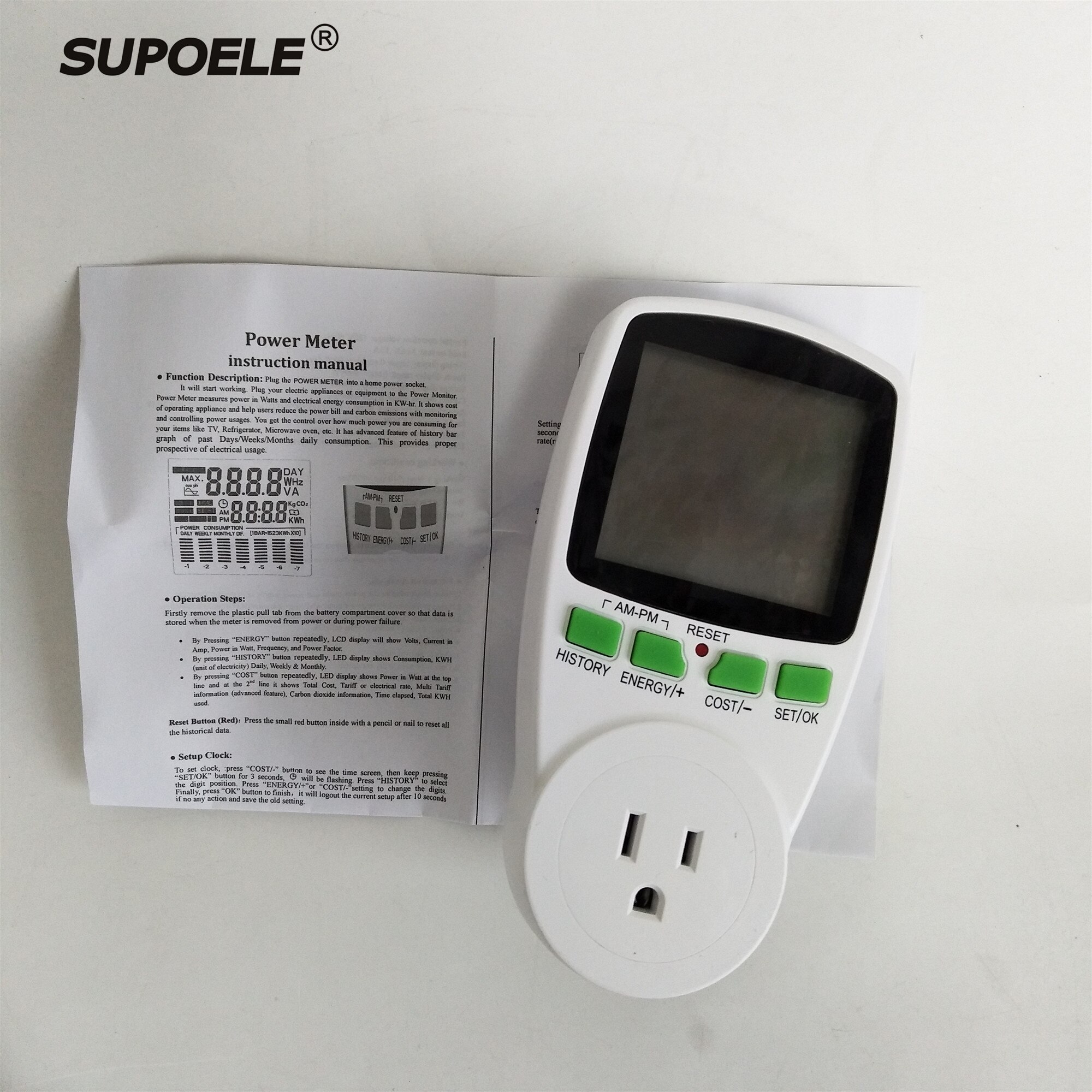 Medidor de vatímetro Digital, enchufe de conexión estadounidense, consumo de energía de vatios, KWh, AC110V, 60Hz, monitores analizadores de electricidad