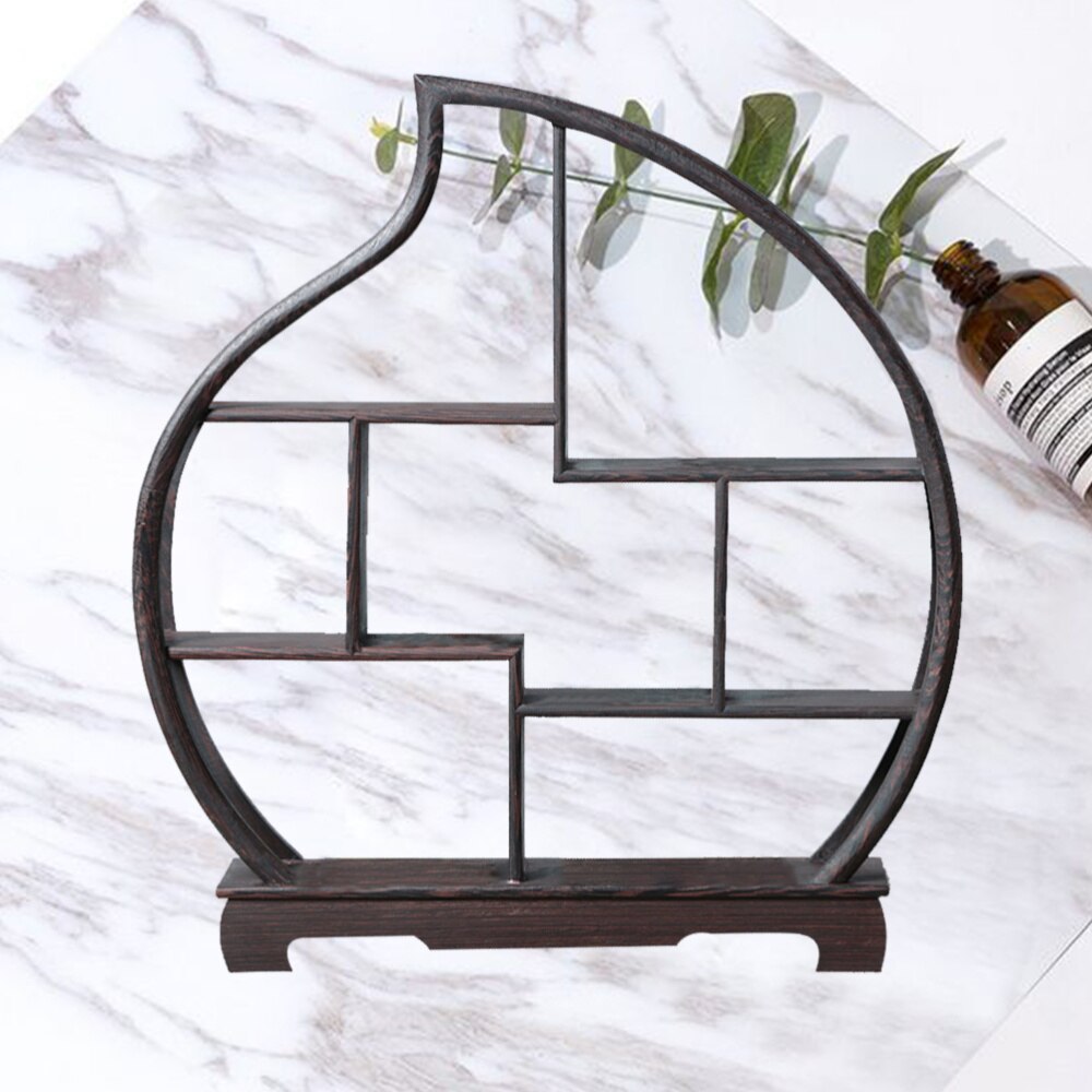 1Pc Wood Shelf Retro Antique Shelf Rosewood Crafts Wenge Display Stand without Ornaments (Peach Shape)