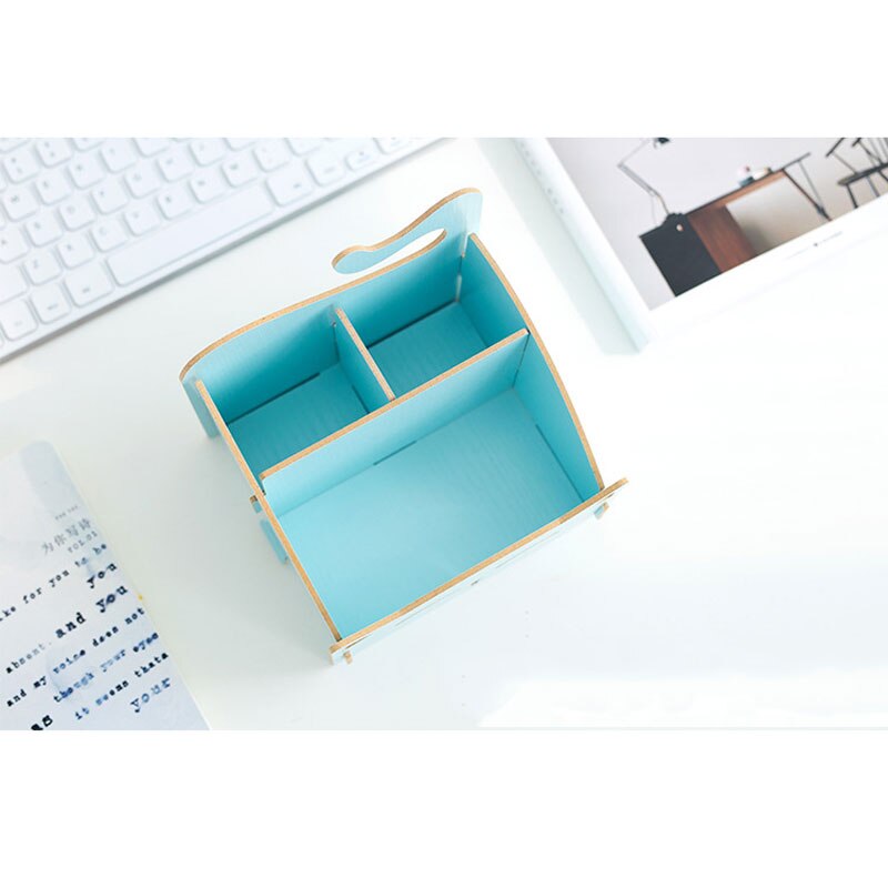 Wooden Kawaii Cute Pen Holder Office School Storage Case Stationery Organizer Office Supplies