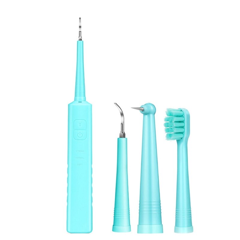 Dental Calculus Remover with 3 Replaceable Clean Heads Tartar Scraper for Teeth 3 Cleaning nodes Electric: Blue