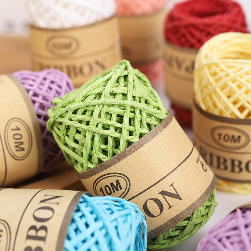 Raffia-garen voor breien en haken, lintdraden voor geschenkverpakking, touwambachten, doe-het-zelf, 7 strengen, 70 m,