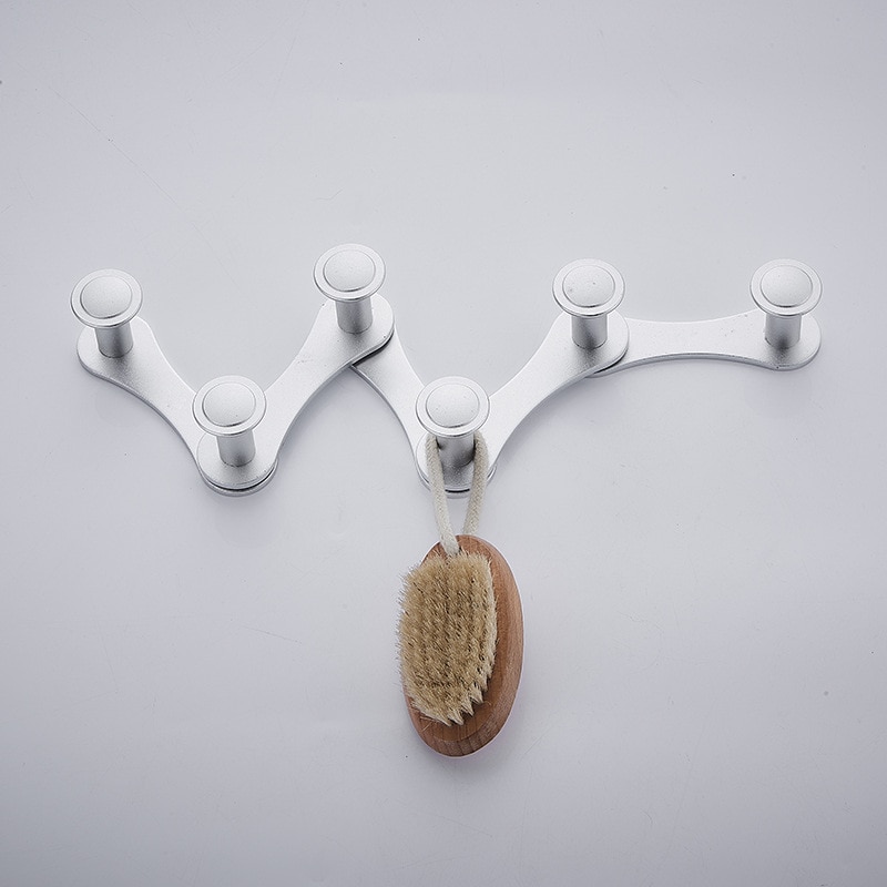Badkameraccessoires zilver zwart wandhaken sticker lijm kleding kleding kapstok aluminium gemonteerde wandhaak viscose: Zilver-c