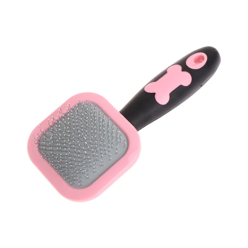 1 Pc 360 Graden Draaibare Handvat Vergieten Haar Borstel Pin Bont Grooming Trimmer Kam Tool Voor Pet Hond Kat: Pink Small