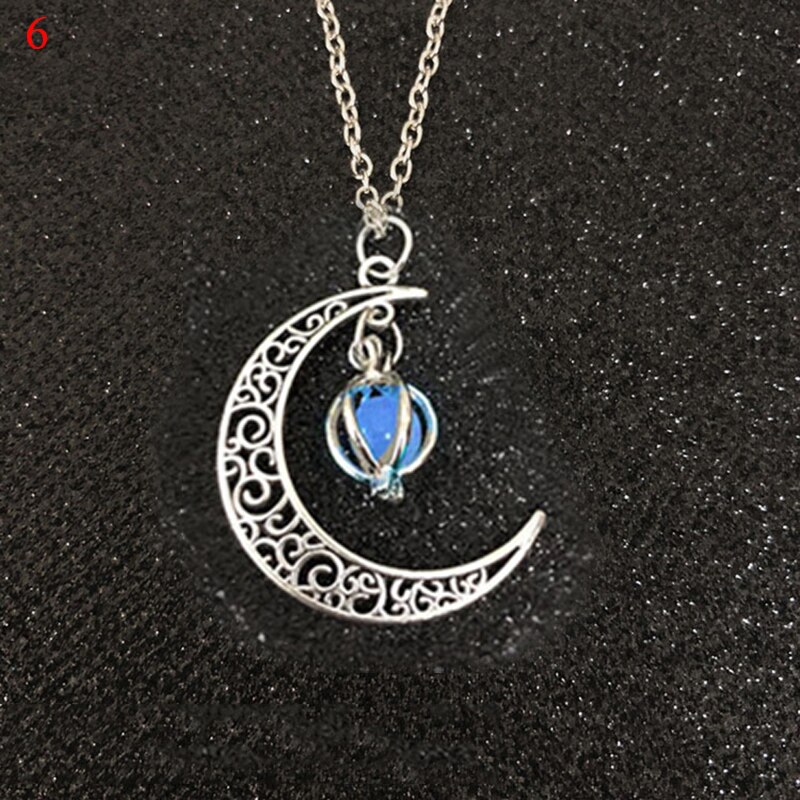 Neue Schmuck Mond Anhänger Halsketten Halloween Charme Kette Anhänger Halskette Nachtleuchtende Für Frauen Weibliche Legierung: 6