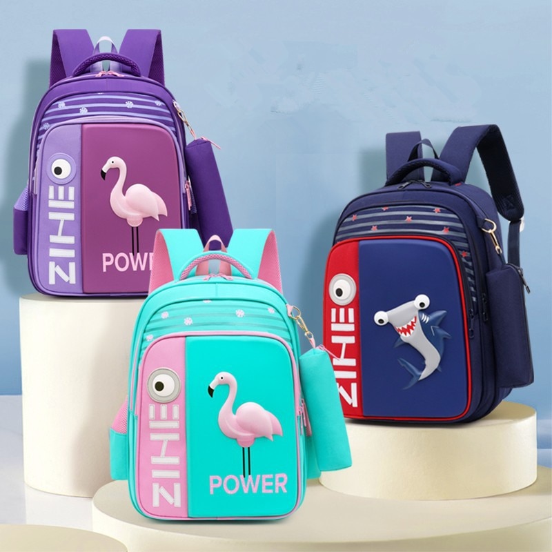 3D Flamingo Cartoon Schooltassen Voor Meisjes Jongens Haai Rugzak Kinderen Orthopedische School Rugzakken Mochila Escolar