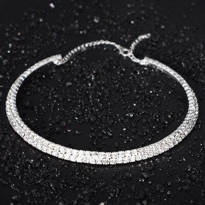 Hochzeit Braut Choker Multilay Reihe Strass Kristall Halskette Silber Überzogene Schmuck für Frauen Halsketten Elegante Mädchen Liebe: B