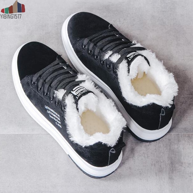 Nausk vinter kvinnor skor varm päls plysch dam fritidsskor snörskor sneakers zapatillas mujer plattform snöstövlar