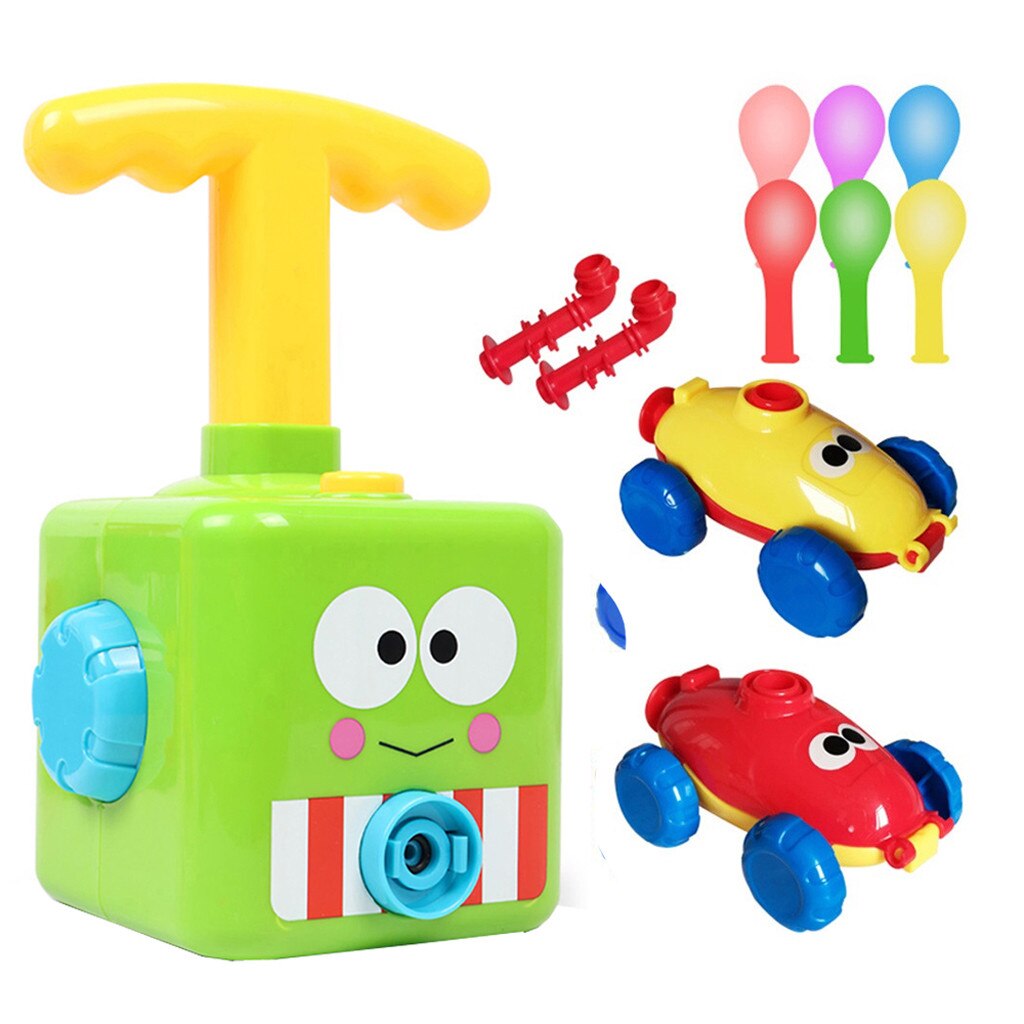 Inertiële Power Ballon Auto Opblaasbare Ballon Pomp Hand Push Mini Plastic Inflator Luchtpomp Power Science Experiment Speelgoed Voor Kid