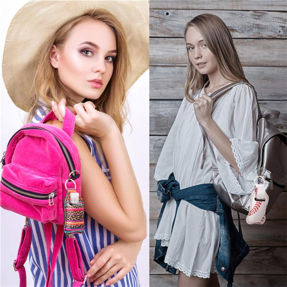 Hand Sanitizer Travel Bottle with leather case Refillable Containers 30ml Flip Cap Reusable empty bottles with Keychain Carrier