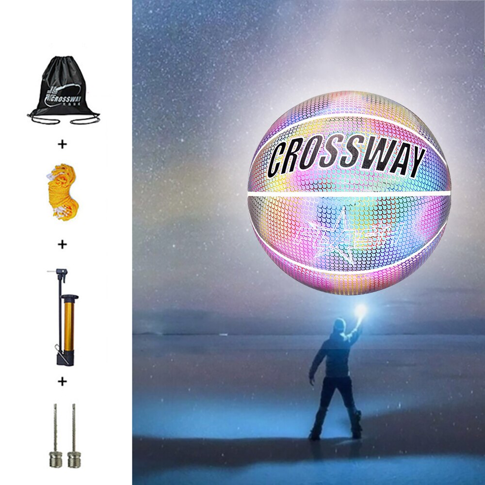 Crossway – basket-ball holographique en cuir PU, réfléchissant, individuel, nuit, Street 7 #, de Sport Cool, personnalité