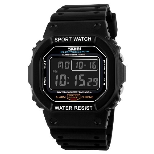 Reloj deportivo Digital SKMEI 1134 para hombre, reloj de pulsera resistente al agua con cronógrafo y alarma para exteriores: black