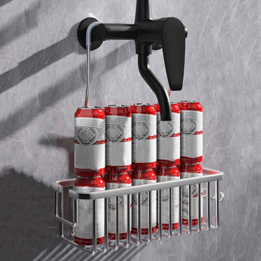 Cesta de ducha colgante plateada/negra/gris con ganchos, estante de almacenamiento de gran capacidad para baño, resistente al óxido, estante colgante para el hogar