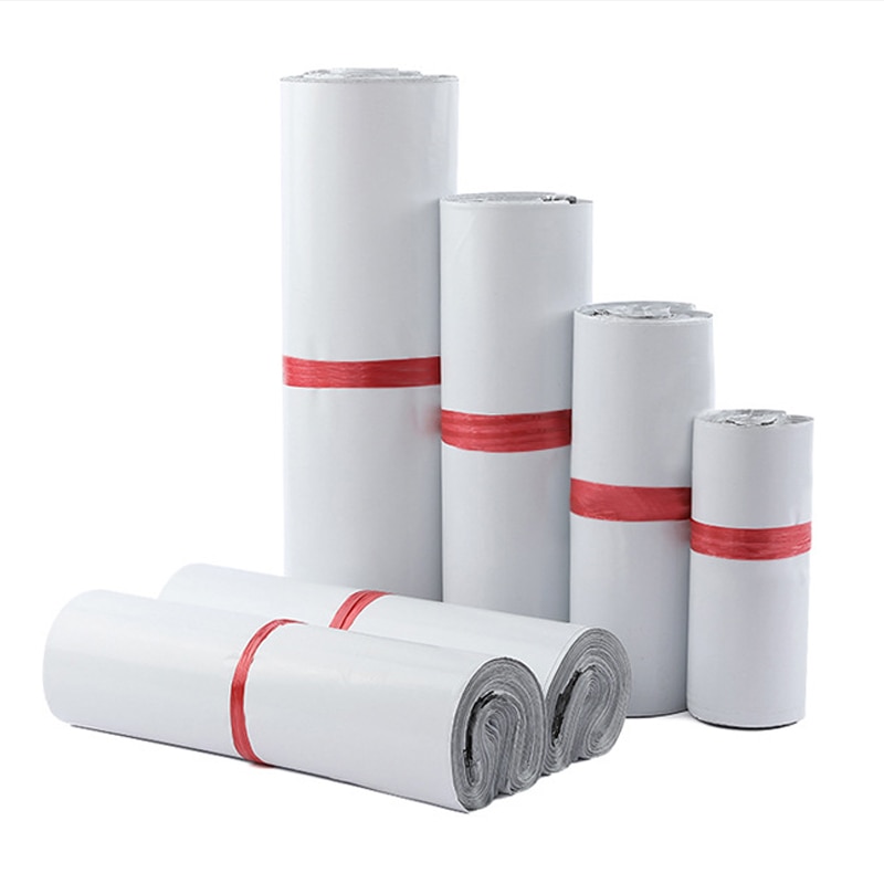 Lot de 100 sacs de courrier adhésifs auto-adhésifs blancs, sacs de rangement, enveloppes en plastique poly, sacs postaux, sacs de courrier