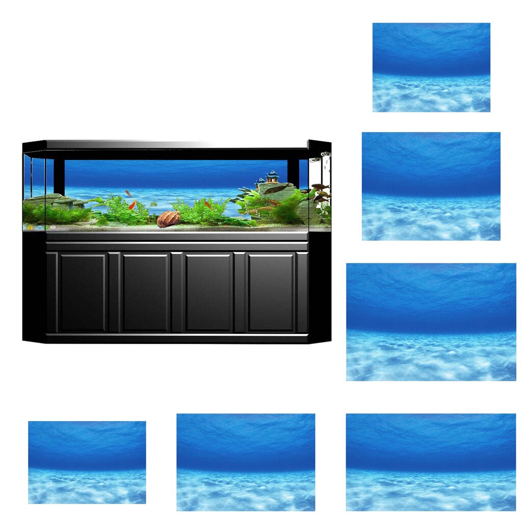 3D One Side Decorative Aquarium Background Poster Fish Tank Backdrop Static Cling Wallpaper Sticker, Undersea World