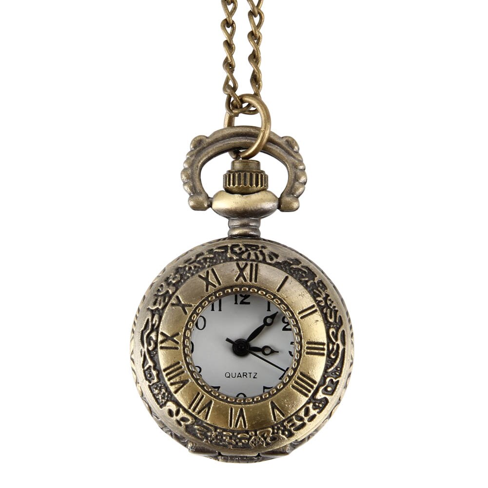 Reloj de bolsillo Vintage , reloj de aleación con número romano, pantalla de doble hora, collar, cadena, relojes, de cumpleaños LL @ 17