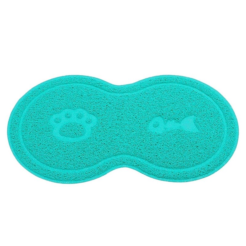 Alimentación de Mascotas estera para perro y gato comiendo cuenco almohadilla impermeable mascota alfombra de cama cachorro agua comida plato bandeja de PVC mantel para comer para mascota: Azul cielo