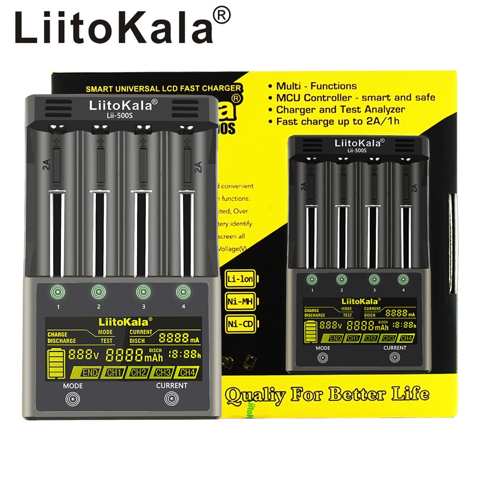 Liitokala Lii-600 Lii-500 Lii-500S Lcd 3.7V 1.2V 18650 26650 21700 Batterij Lader, test De Batterij Capaciteit Touch Control