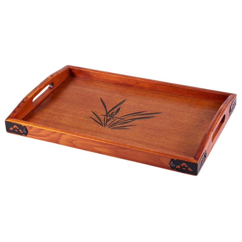Meal Tea Drink Tray Wooden Breakfast Tea Tray with Handle Kitchen Catering Breakfast Service