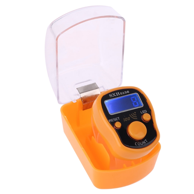 LED Finger Zähler Digitale Elektronische Zähler Runde Spur Handheld Clicker mit Ring Ziffern Anzeige Manuelle Dekompression Werkzeug: Orange