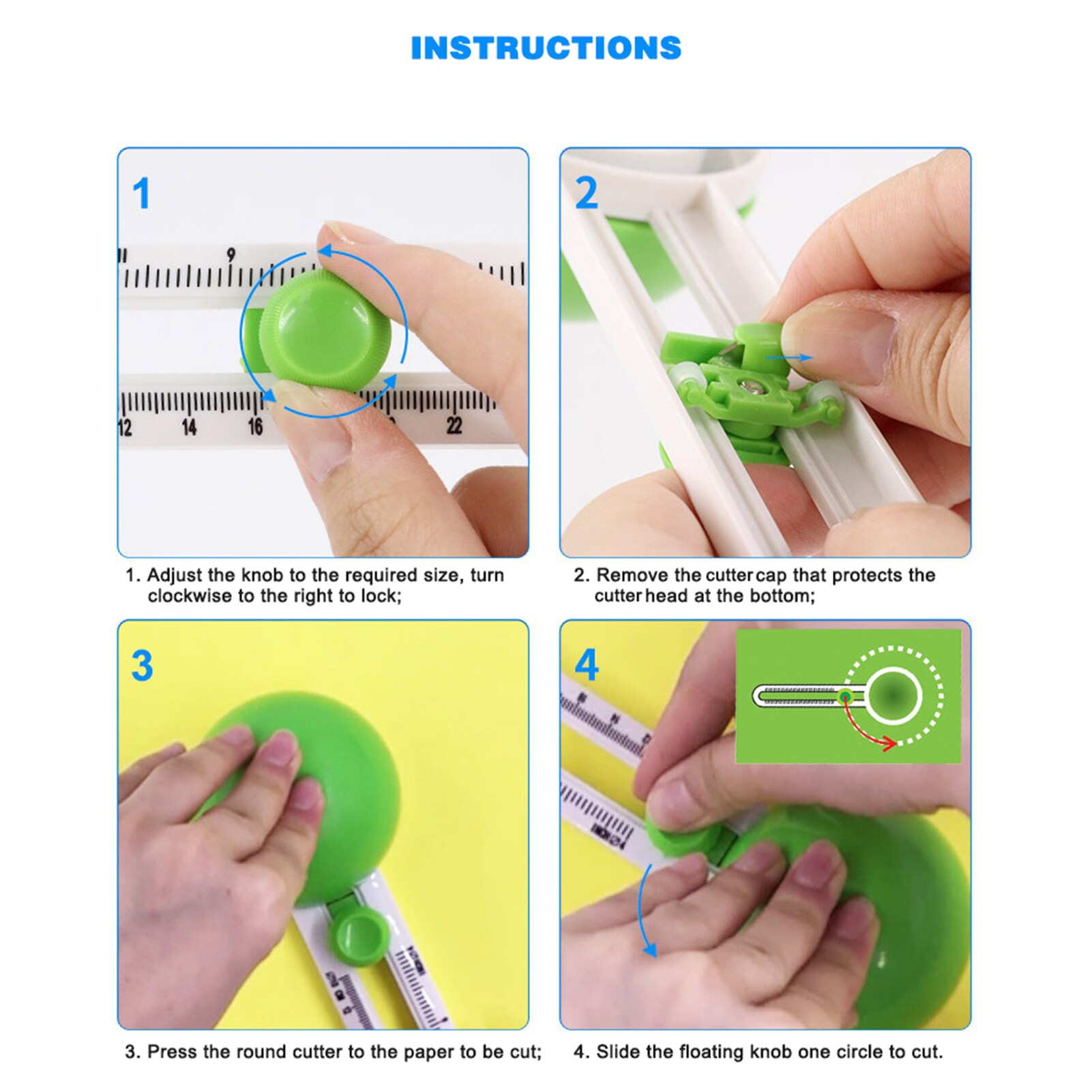Circulaire Papier Cutter Roterende Cirkel Cutter Manual Ronde Snijgereedschap Papier Trimmer Scrapbooking Tool Met Vervanging Cutterhead