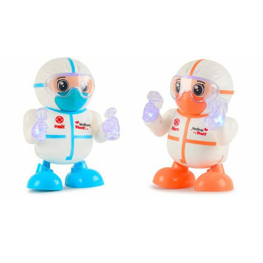 Tres canciones que iluminan la música Abs plástico juguetes encantadores para niños naranja Doctor Key Robot de patinaje eléctrico