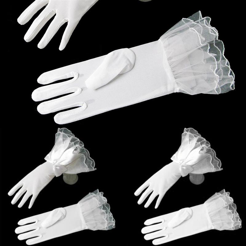 1 paar Weiße Kurze Hochzeit Handschuhe Frauen Braut Handschuhe Elegante Weiße Spitze Handschuhe für Braut Hochzeit Zubehör