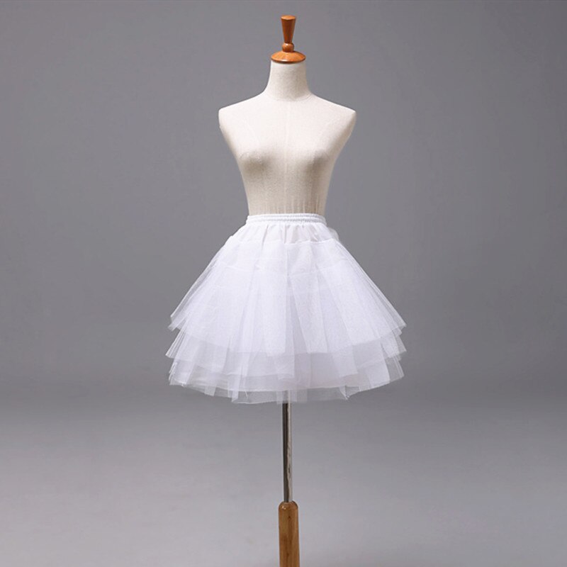 Short Petticoats 3 Layers Underskirt Wedding Dress Adjustable Lace Cosplay White Black Ballet Petticoat for Bridal Lady Girls