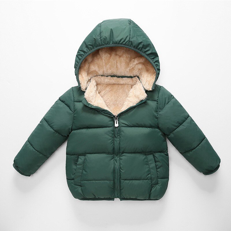 Polaire hiver Parkas enfants vestes pour filles garçons épais velours enfants manteau vêtements de bébé infantile pardessus: Green / 7T