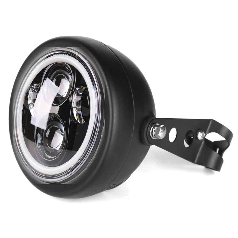 6.5 Inch Motorfietsen Ronde Led Halo Koplamp 12V Universele Afstand Licht Cafe Racer Vintage 5.75 "Motorfiets Koplamp