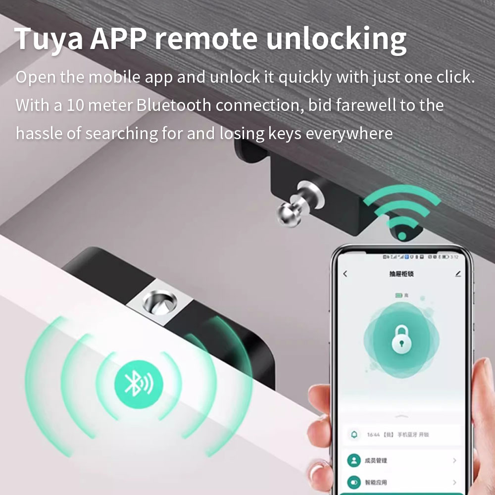 Tuya Verborgen kastslot RFID-lade Onzichtbaar elektronisch slot App ontgrendelen voor contactloze kast Houten ladekast Gereedschapskist