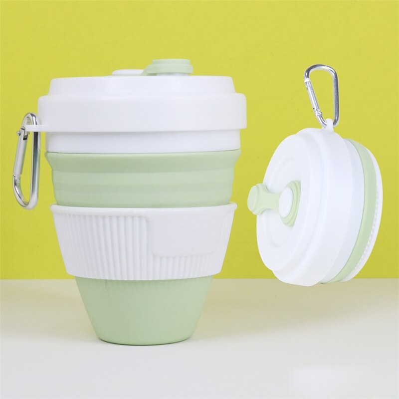 Tasses pliantes en Silicone | Tasses pliantes de 450ml, tasse à café en silice télescopique Portable avec couvercles voyage tout noir: Style 8