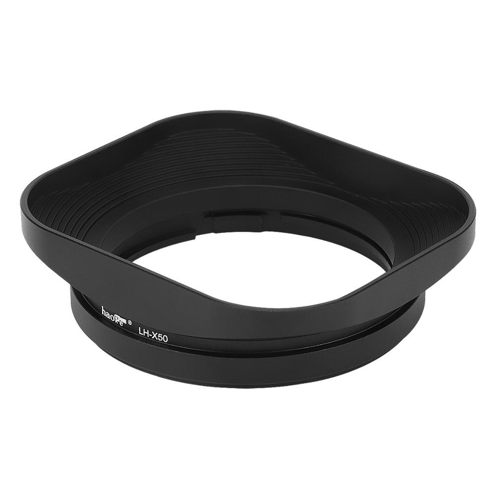 Haoge LH-X50 Vierkante Metalen Zonnekap Voor Fuji Xf 50Mm F2 R Wr Lens Op X-Pro2 Pro1 X-T2 T1 x-T20 X-T10 X-E2S X-A5 X-A20 X-E3 X-H1