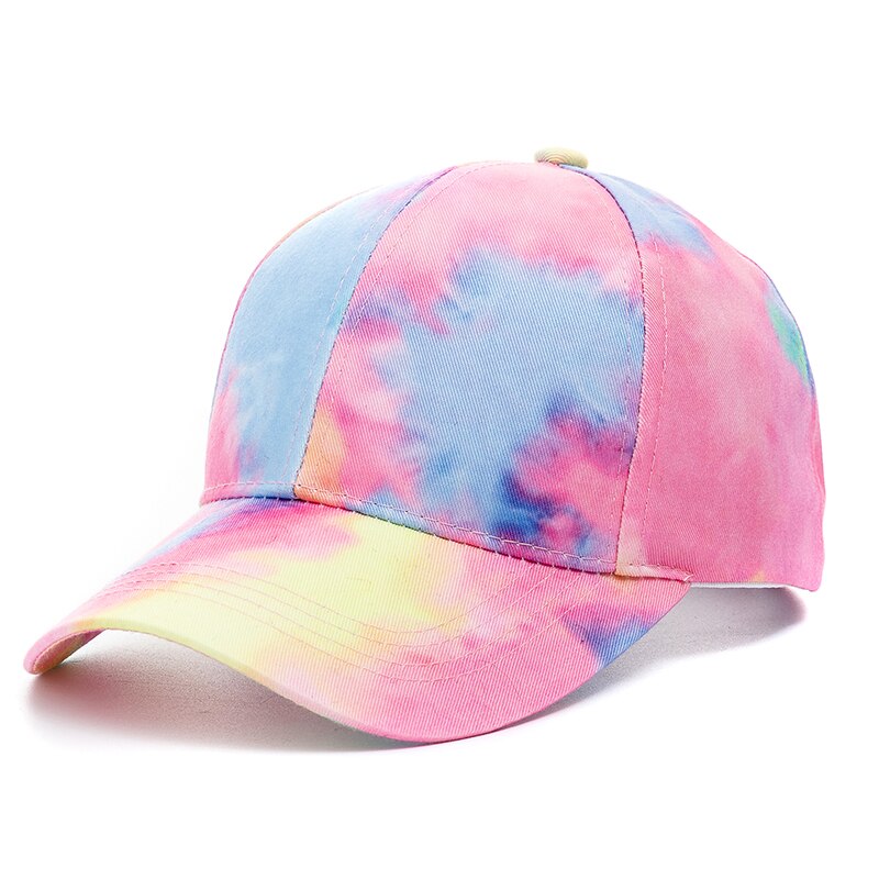 Lässige outdoor-cap mit batikmuster für damen, bunte regenbogen-baseballkappe, verstellbare sportmütze, streetwear-sommermütze: Rosa