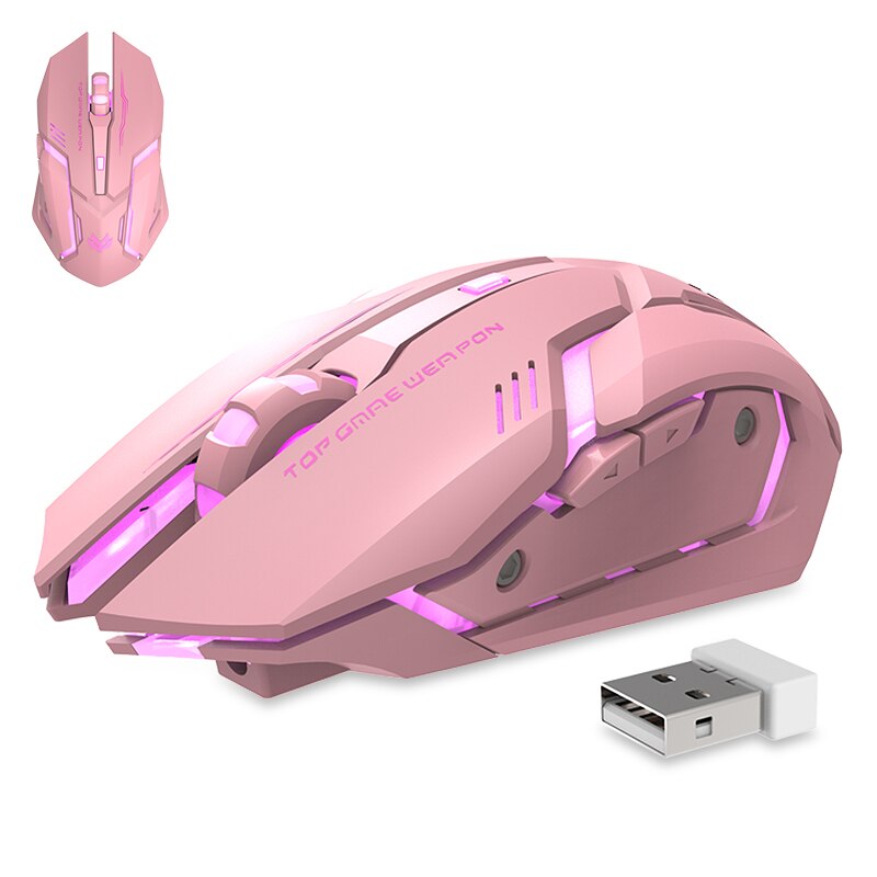 Wireless Optical Mouse Wireless Usb Mouse Notebook Mouse Cute Computer Mouse Bluetooth Mouse Mute Mouse: Pink