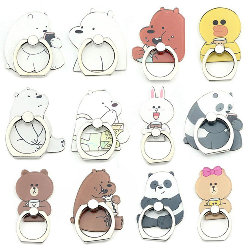 Handy Ständer Halter Cartoon Schönheit Dame Finger Ring Smartphone Niedlichen Tier Bär Panda Halter Stehen