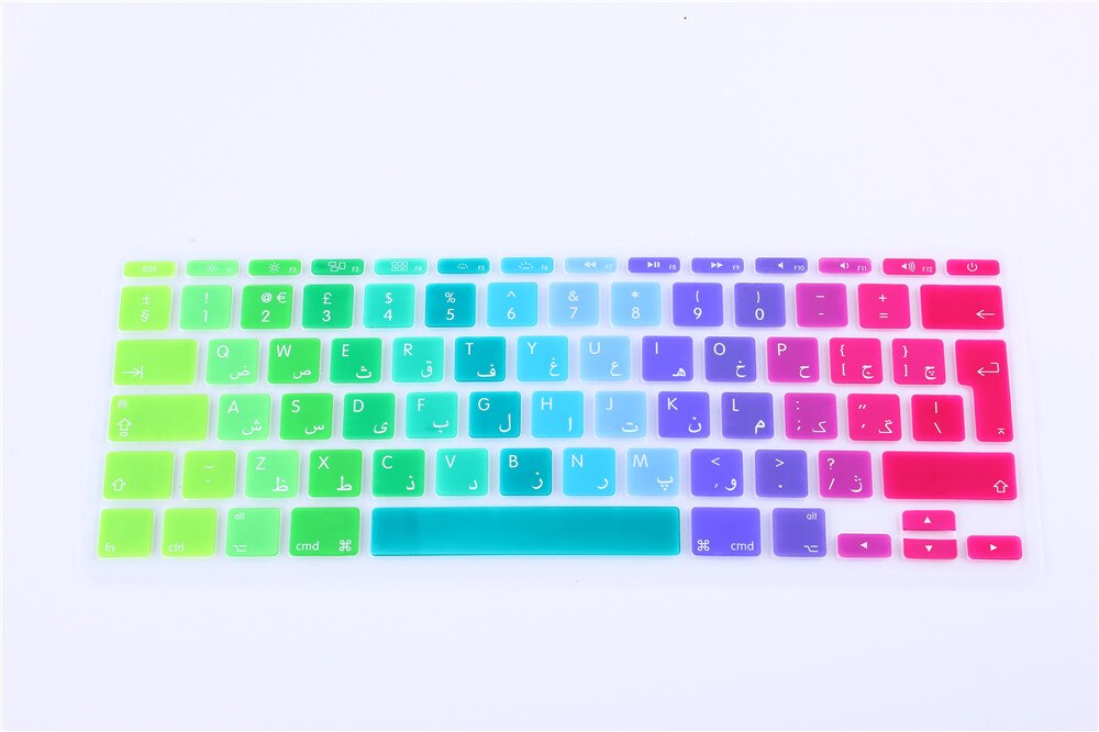 Silicone persan pour Apple Macbook Air 11.6 11 "ue Alphabet arabe dégradé rose clavier protecteur Flim clavier couverture peau: rainbow