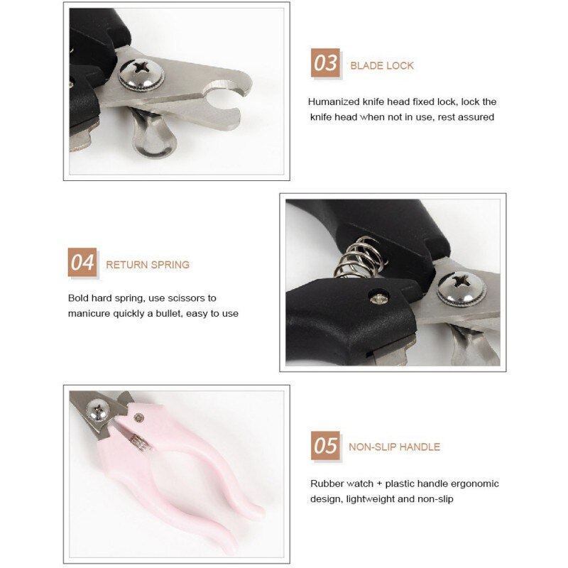 Cortador de uñas para perros cortador de Gato de acero inoxidable , tijeras de aseo, pinzas para mascotas, suministros para perros,