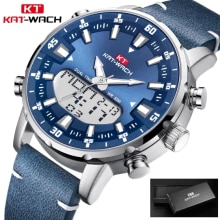 KAT-WACH Mode Trend Grote Wijzerplaat Mannen Horloges Multifunctionele Dual Display Quartz Elektronische Horloge Relogio Masculi